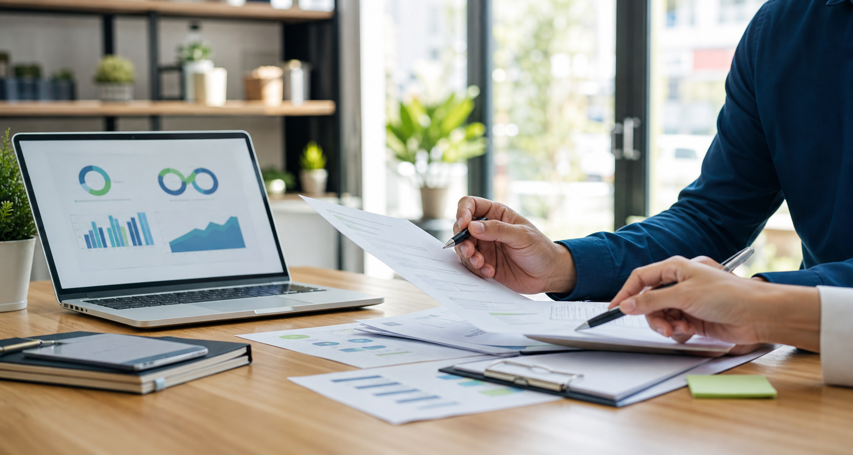 Small business owner reviewing funding options